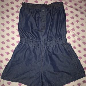 A strapless romper